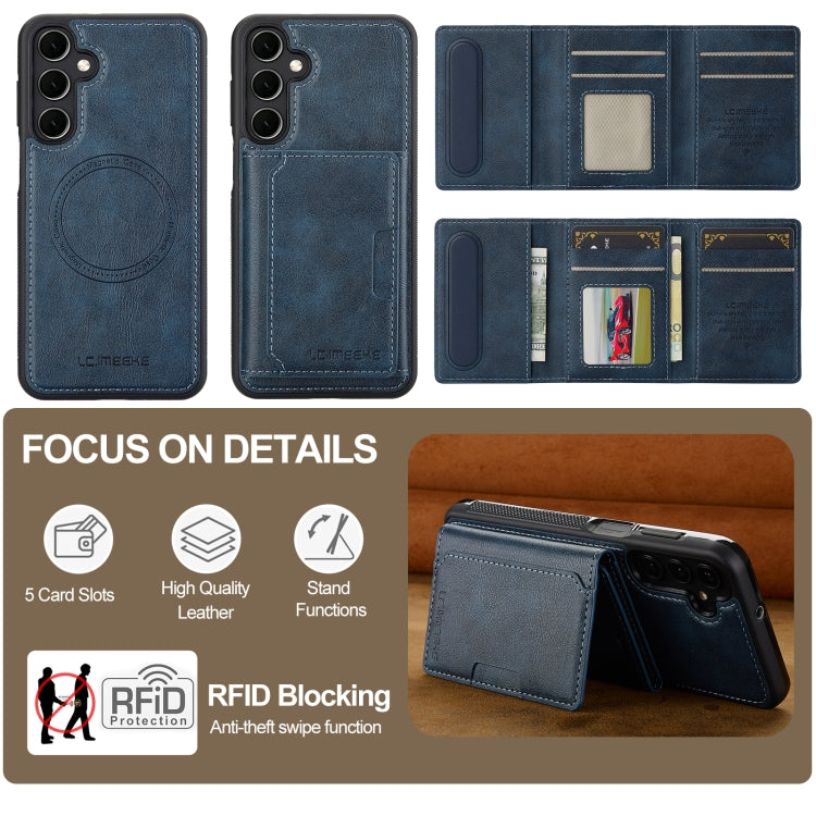 For Samsung Galaxy S24 FE 5G LC.IMEEKE L5 Series Detachable RFID Card Bag Magsafe Phone Case(Blue) - Galaxy S24 FE 5G Cases by LC.IMEEKE | Online Shopping UK | buy2fix