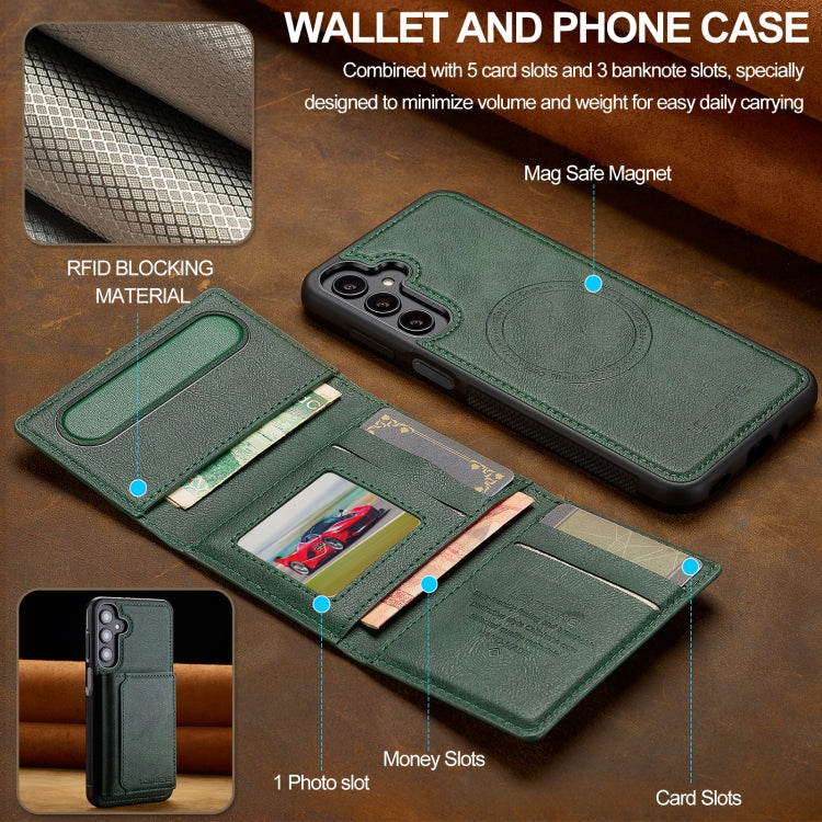 For Samsung Galaxy S24 FE 5G LC.IMEEKE L5 Series Detachable RFID Card Bag Magsafe Phone Case(Green) - Galaxy S24 FE 5G Cases by LC.IMEEKE | Online Shopping UK | buy2fix