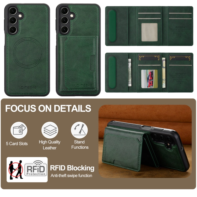 For Samsung Galaxy S24 FE 5G LC.IMEEKE L5 Series Detachable RFID Card Bag Magsafe Phone Case(Green) - Galaxy S24 FE 5G Cases by LC.IMEEKE | Online Shopping UK | buy2fix