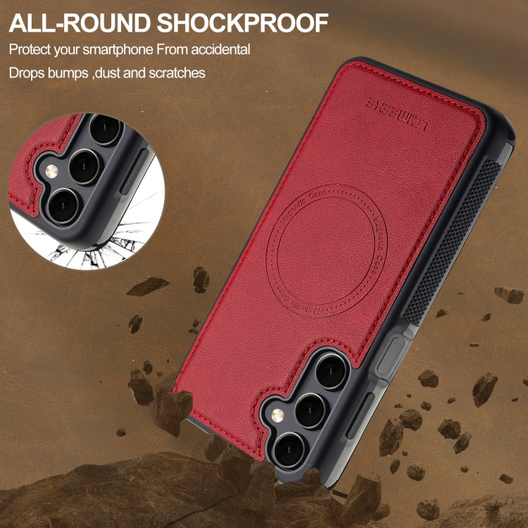 For Samsung Galaxy S24 FE 5G LC.IMEEKE L5 Series Detachable RFID Card Bag Magsafe Phone Case(Red) - Galaxy S24 FE 5G Cases by LC.IMEEKE | Online Shopping UK | buy2fix