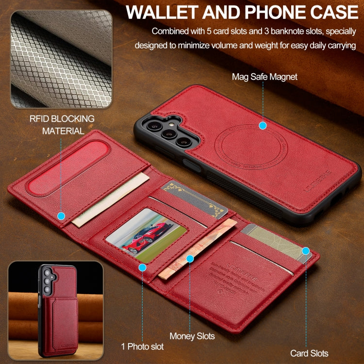 For Samsung Galaxy S24 FE 5G LC.IMEEKE L5 Series Detachable RFID Card Bag Magsafe Phone Case(Red) - Galaxy S24 FE 5G Cases by LC.IMEEKE | Online Shopping UK | buy2fix