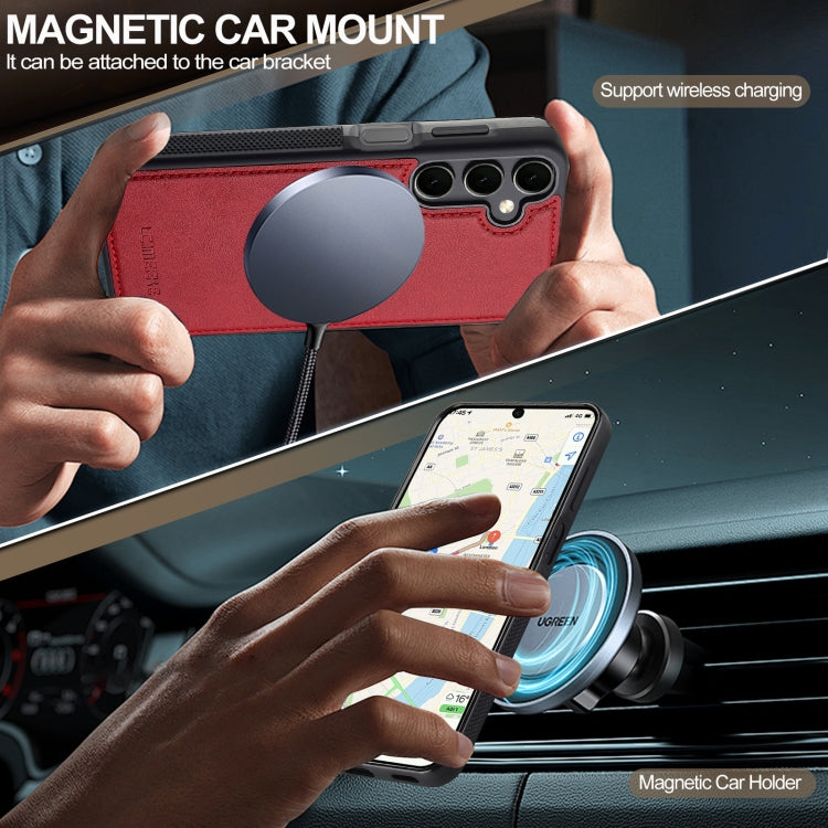For Samsung Galaxy S24 FE 5G LC.IMEEKE L5 Series Detachable RFID Card Bag Magsafe Phone Case(Red) - Galaxy S24 FE 5G Cases by LC.IMEEKE | Online Shopping UK | buy2fix