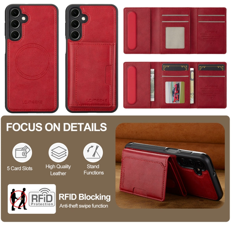 For Samsung Galaxy S24 FE 5G LC.IMEEKE L5 Series Detachable RFID Card Bag Magsafe Phone Case(Red) - Galaxy S24 FE 5G Cases by LC.IMEEKE | Online Shopping UK | buy2fix