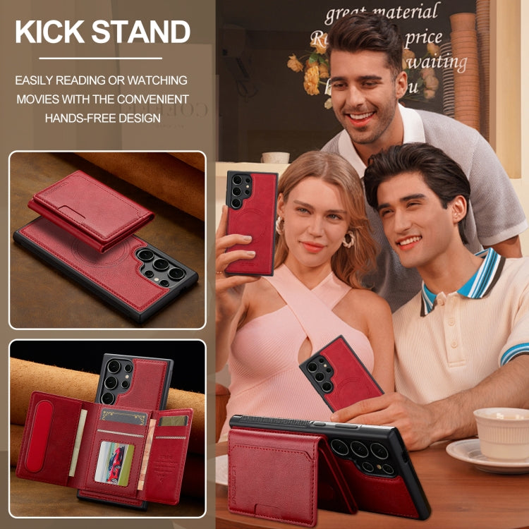 For Samsung Galaxy S23 Ultra 5G LC.IMEEKE L5 Series Detachable RFID Card Bag Magsafe Phone Case(Red) - Galaxy S23 Ultra 5G Cases by LC.IMEEKE | Online Shopping UK | buy2fix