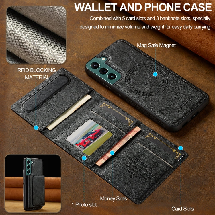For Samsung Galaxy S22 5G LC.IMEEKE L5 Series Detachable RFID Card Bag Magsafe Phone Case(Black) - Galaxy S22 5G Cases by LC.IMEEKE | Online Shopping UK | buy2fix