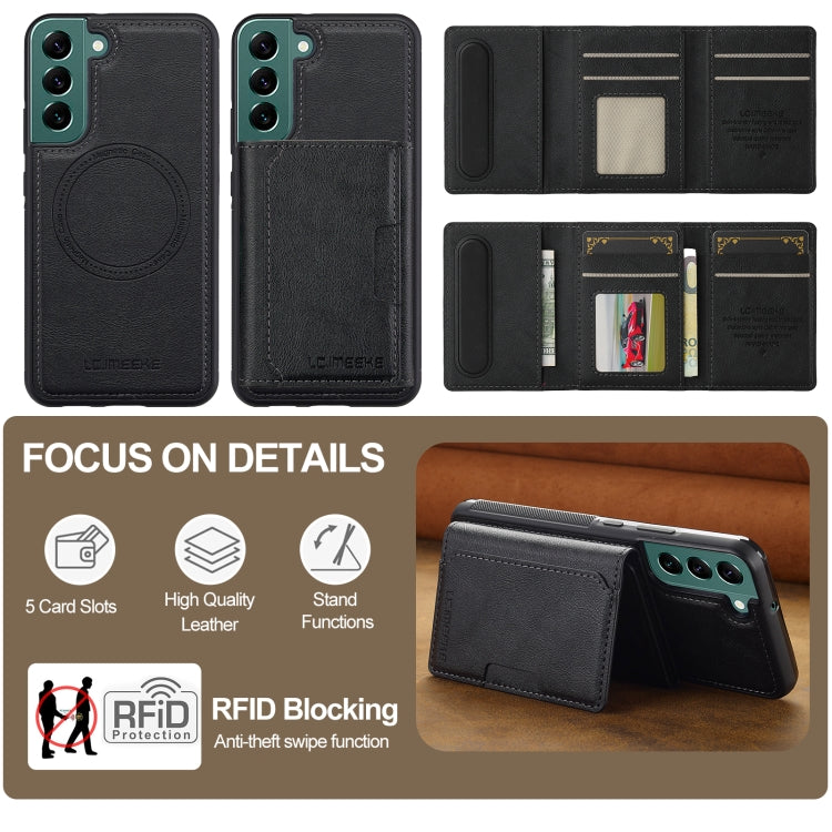 For Samsung Galaxy S22 5G LC.IMEEKE L5 Series Detachable RFID Card Bag Magsafe Phone Case(Black) - Galaxy S22 5G Cases by LC.IMEEKE | Online Shopping UK | buy2fix