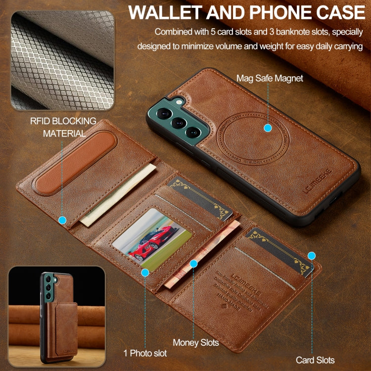 For Samsung Galaxy S22 5G LC.IMEEKE L5 Series Detachable RFID Card Bag Magsafe Phone Case(Brown) - Galaxy S22 5G Cases by LC.IMEEKE | Online Shopping UK | buy2fix