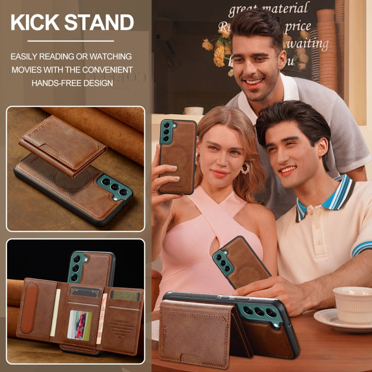 For Samsung Galaxy S22 5G LC.IMEEKE L5 Series Detachable RFID Card Bag Magsafe Phone Case(Brown) - Galaxy S22 5G Cases by LC.IMEEKE | Online Shopping UK | buy2fix