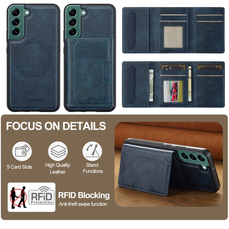 For Samsung Galaxy S22 5G LC.IMEEKE L5 Series Detachable RFID Card Bag Magsafe Phone Case(Blue) - Galaxy S22 5G Cases by LC.IMEEKE | Online Shopping UK | buy2fix