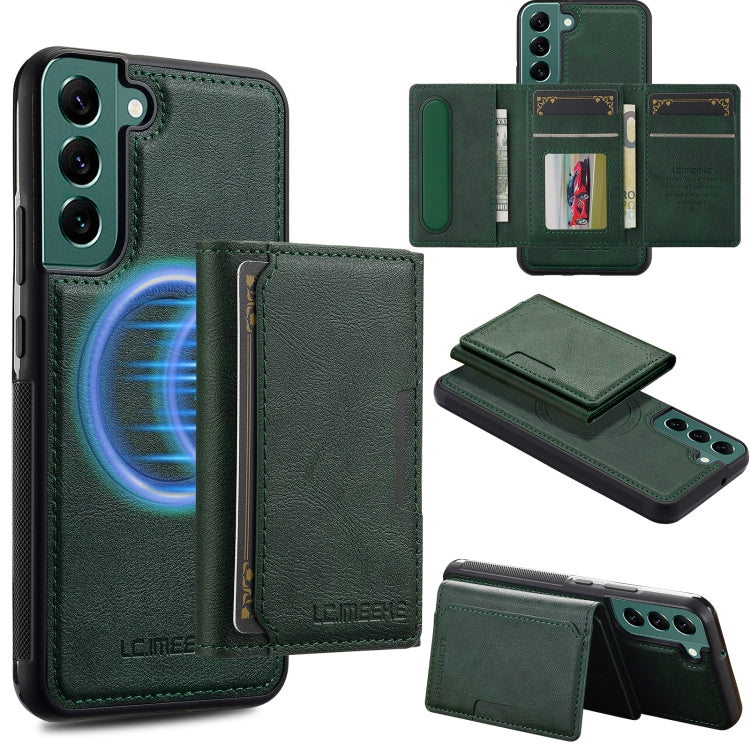 For Samsung Galaxy S22 5G LC.IMEEKE L5 Series Detachable RFID Card Bag Magsafe Phone Case(Green) - Galaxy S22 5G Cases by LC.IMEEKE | Online Shopping UK | buy2fix
