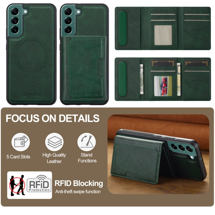 For Samsung Galaxy S22 5G LC.IMEEKE L5 Series Detachable RFID Card Bag Magsafe Phone Case(Green) - Galaxy S22 5G Cases by LC.IMEEKE | Online Shopping UK | buy2fix