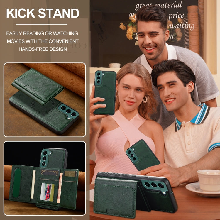 For Samsung Galaxy S22 5G LC.IMEEKE L5 Series Detachable RFID Card Bag Magsafe Phone Case(Green) - Galaxy S22 5G Cases by LC.IMEEKE | Online Shopping UK | buy2fix