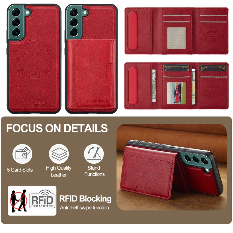 For Samsung Galaxy S22 5G LC.IMEEKE L5 Series Detachable RFID Card Bag Magsafe Phone Case(Red) - Galaxy S22 5G Cases by LC.IMEEKE | Online Shopping UK | buy2fix