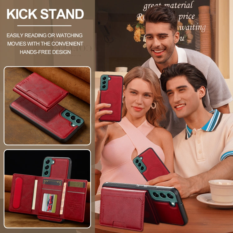 For Samsung Galaxy S22 5G LC.IMEEKE L5 Series Detachable RFID Card Bag Magsafe Phone Case(Red) - Galaxy S22 5G Cases by LC.IMEEKE | Online Shopping UK | buy2fix