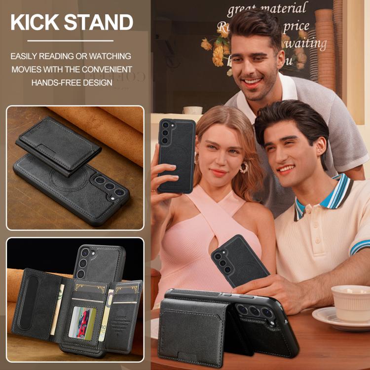 For Samsung Galaxy S25+ 5G LC.IMEEKE L5 Series Detachable RFID Card Bag Magsafe Phone Case(Black) - Galaxy S25+ 5G Cases by LC.IMEEKE | Online Shopping UK | buy2fix