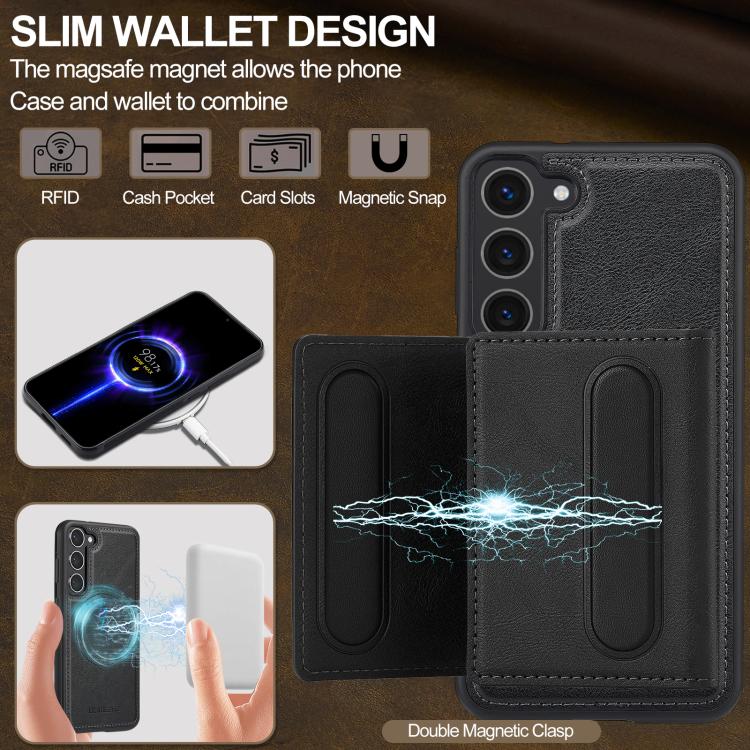 For Samsung Galaxy S25+ 5G LC.IMEEKE L5 Series Detachable RFID Card Bag Magsafe Phone Case(Black) - Galaxy S25+ 5G Cases by LC.IMEEKE | Online Shopping UK | buy2fix
