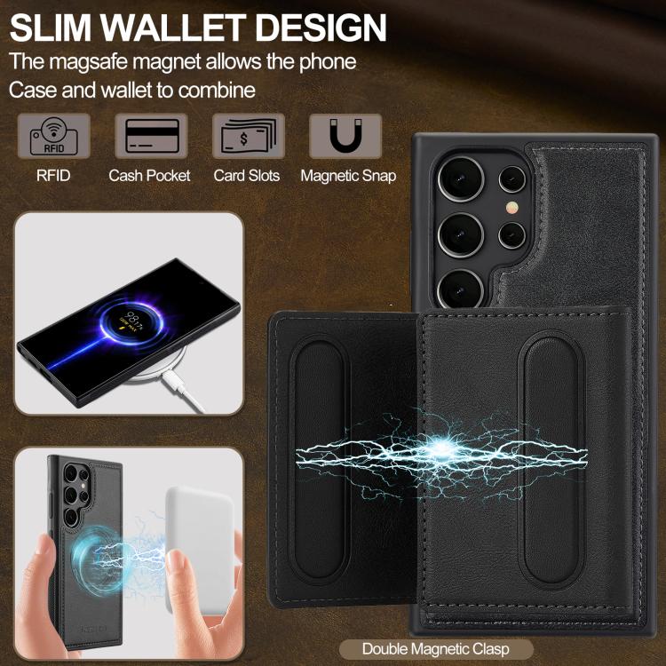 For Samsung Galaxy S25 Ultra 5G LC.IMEEKE L5 Series Detachable RFID Card Bag Magsafe Phone Case(Black) - Galaxy S25 Ultra 5G Cases by LC.IMEEKE | Online Shopping UK | buy2fix
