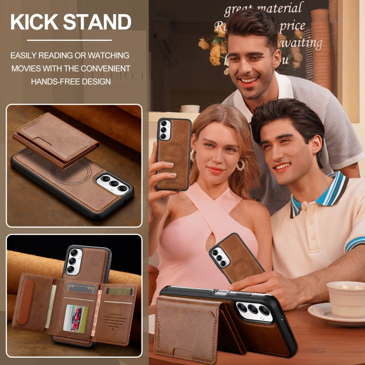 For Samsung Galaxy A14 5G / 4G LC.IMEEKE L5 Series Detachable RFID Card Bag Magsafe Phone Case(Brown) - Galaxy Phone Cases by LC.IMEEKE | Online Shopping UK | buy2fix