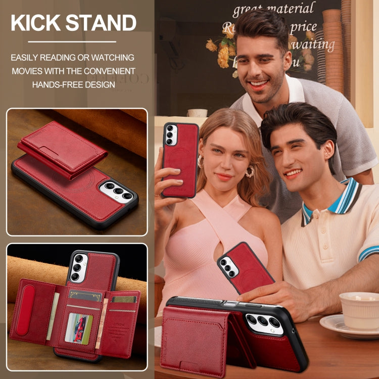 For Samsung Galaxy A14 5G / 4G LC.IMEEKE L5 Series Detachable RFID Card Bag Magsafe Phone Case(Red) - Galaxy Phone Cases by LC.IMEEKE | Online Shopping UK | buy2fix