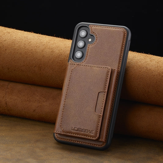For Samsung Galaxy A15 5G / 4G LC.IMEEKE L5 Series Detachable RFID Card Bag Magsafe Phone Case(Brown) - Galaxy Phone Cases by LC.IMEEKE | Online Shopping UK | buy2fix