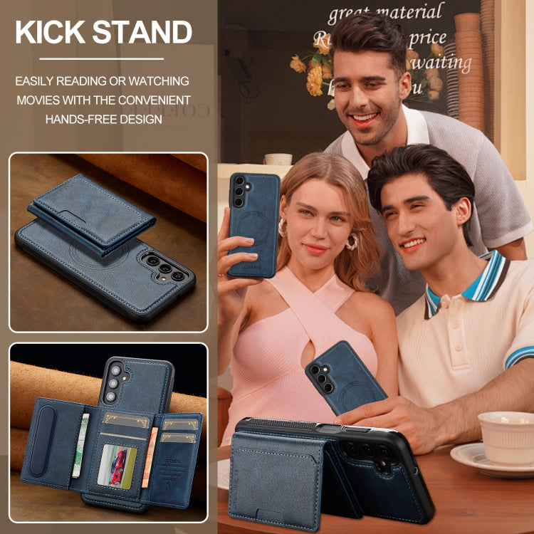 For Samsung Galaxy A35 5G LC.IMEEKE L5 Series Detachable RFID Card Bag Magsafe Phone Case(Blue) - Galaxy Phone Cases by LC.IMEEKE | Online Shopping UK | buy2fix