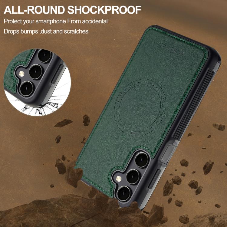 For Samsung Galaxy A56 5G LC.IMEEKE L5 Series Detachable RFID Card Bag Magsafe Phone Case(Green) - Galaxy Phone Cases by LC.IMEEKE | Online Shopping UK | buy2fix