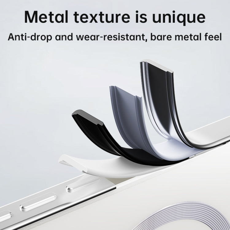 For iPhone 15 Pro Irregular Alloy Frame Fosted Translucent MagSafe Phone Case(Titanium) - iPhone 15 Pro Cases by buy2fix | Online Shopping UK | buy2fix