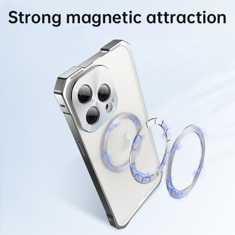 For iPhone 15 Pro Irregular Alloy Frame Fosted Translucent MagSafe Phone Case(Purple) - iPhone 15 Pro Cases by buy2fix | Online Shopping UK | buy2fix