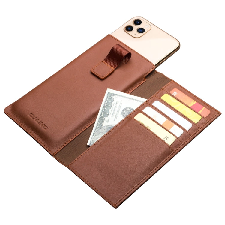 For iPhone 11 Pro Max QIALINO Nappa Texture Top-grain Leather Horizontal Flip Wallet Case with Card Slots(Brown) by QIALINO