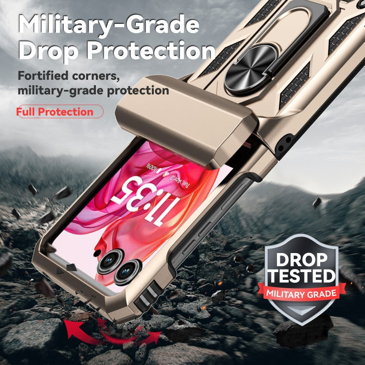 For Motorola razr 50 Sliding Camshield Holder Phone Case(Gold) by buy2fix