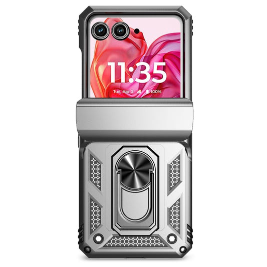 For Motorola razr 50 Sliding Camshield Holder Phone Case(Silver) - Motorola Cases by buy2fix | Online Shopping UK | buy2fix
