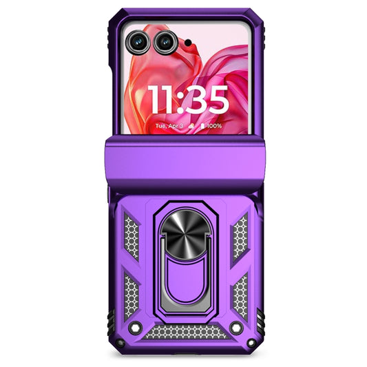 For Motorola razr 50 Sliding Camshield Holder Phone Case(Purple) by buy2fix
