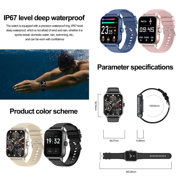 ZW36A 1.83 inch BT Call Smart Watch, Blood oxygen / Blood Pressure / Heart Rate(Black) by buy2fix