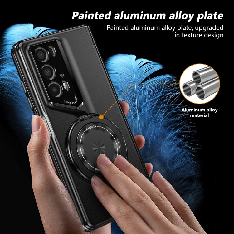 For Honor Magic V2 RSR Porsche Design Gold Medal Rotating Folding Series Ring Holder Phone Case(Black) - Honor Cases by buy2fix | Online Shopping UK | buy2fix
