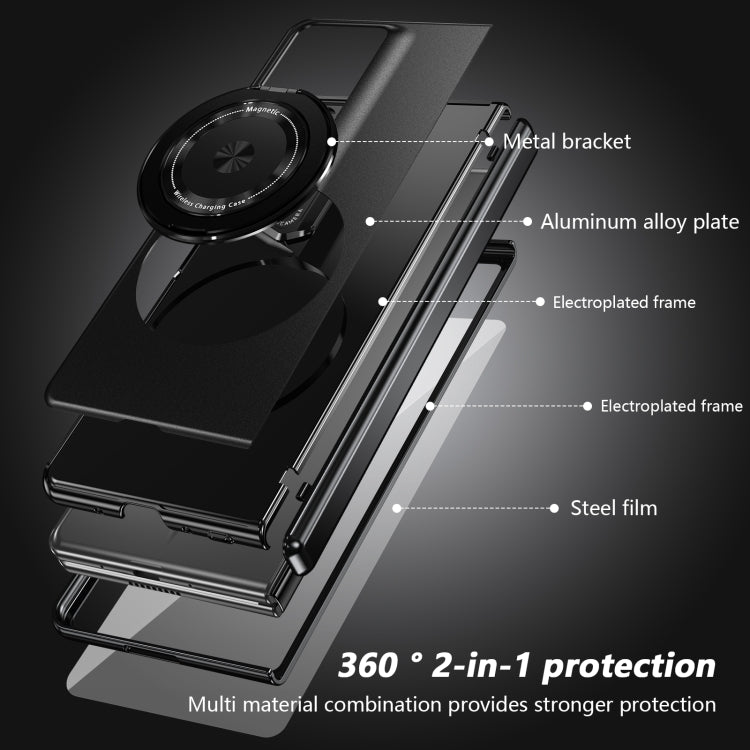 For Honor Magic V2 RSR Porsche Design Gold Medal Rotating Folding Series Ring Holder Phone Case(Black) - Honor Cases by buy2fix | Online Shopping UK | buy2fix