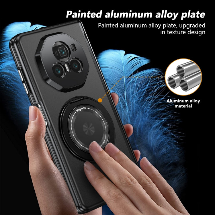 For Honor Magic V3 Gold Medal Rotating Folding Series Ring Holder Phone Case(Black) - Honor Cases by buy2fix | Online Shopping UK | buy2fix