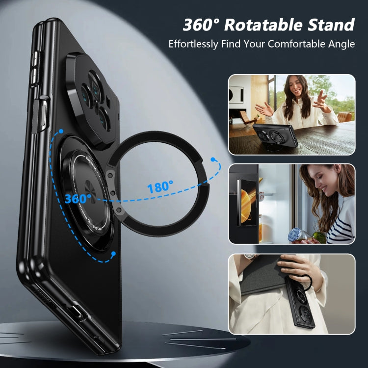 For Honor Magic V3 Gold Medal Rotating Folding Series Ring Holder Phone Case(Black) - Honor Cases by buy2fix | Online Shopping UK | buy2fix