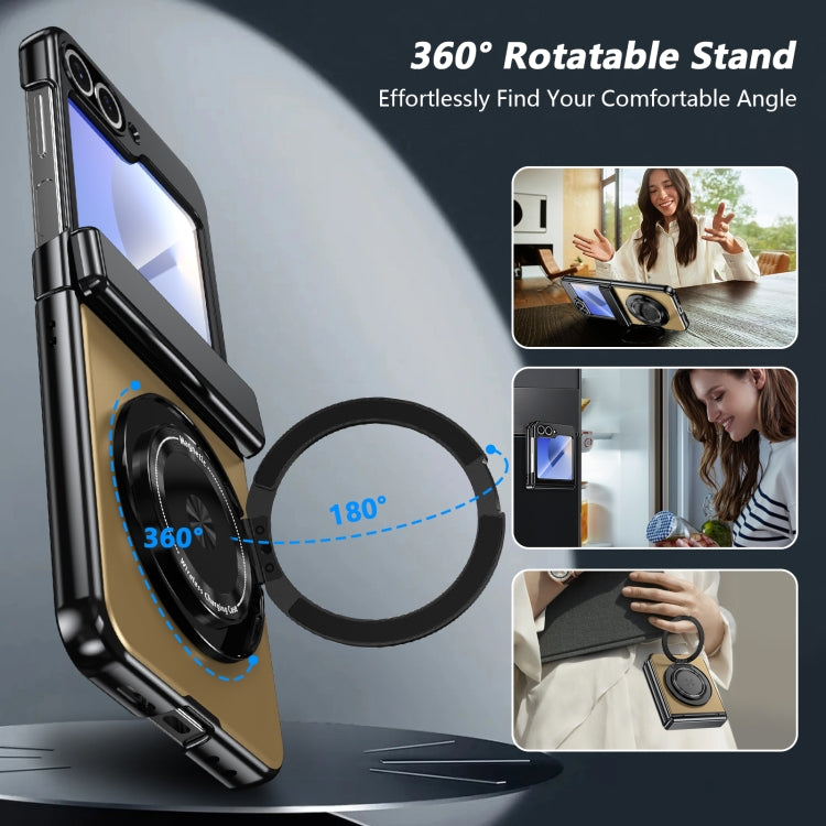 For Samsung Galaxy Z Flip6 Gold Medal Rotating Folding Series Ring Holder Phone Case(Gold) - Galaxy Z Flip6 5G Cases by buy2fix | Online Shopping UK | buy2fix