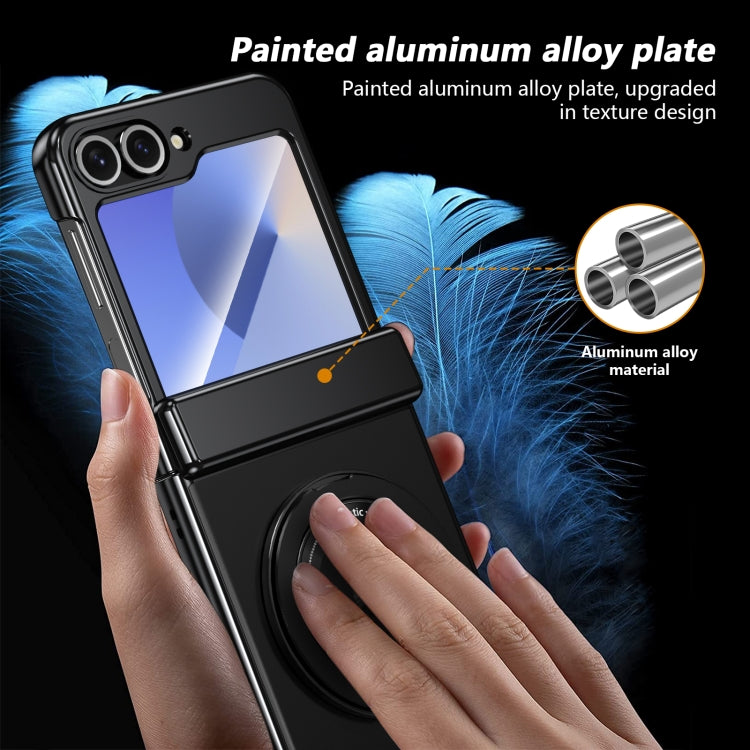 For Samsung Galaxy Z Flip6 Gold Medal Rotating Folding Series Ring Holder Phone Case(Black) - Galaxy Z Flip6 5G Cases by buy2fix | Online Shopping UK | buy2fix