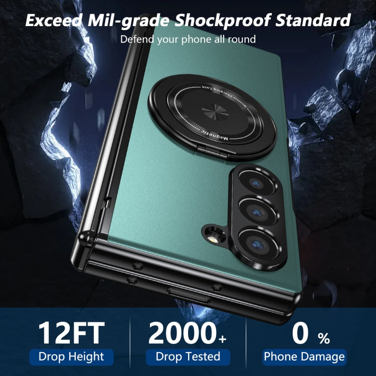 For Samsung Galaxy Z Fold6 Gold Medal Rotating Folding Series Ring Holder Phone Case(Royal Blue) - Galaxy Z Fold6 5G Cases by buy2fix | Online Shopping UK | buy2fix