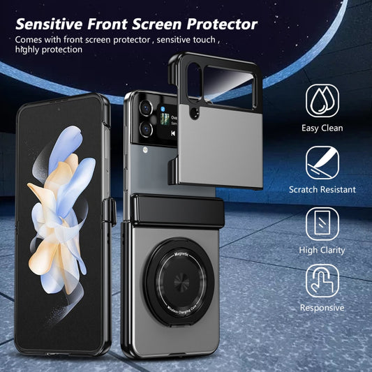 For Samsung Galaxy Z Flip3 Gold Medal Rotating Folding Series Ring Holder Phone Case(Silver) - Galaxy Phone Cases by buy2fix | Online Shopping UK | buy2fix