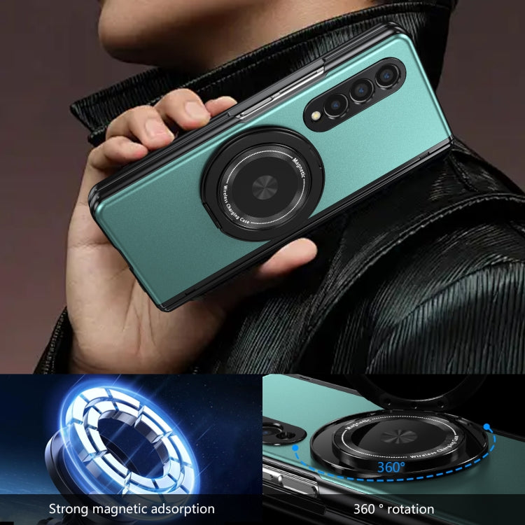 For Samsung Galaxy Z Fold3 Gold Medal Rotating Folding Series Ring Holder Phone Case(Royal Blue) - Galaxy Phone Cases by buy2fix | Online Shopping UK | buy2fix