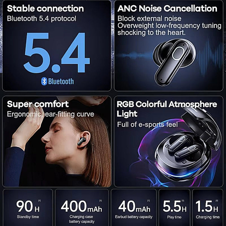 REMAX GameBuds G9 ANC Noise Reduction Gaming Wireless Bluetooth Earphones(Silver) - Bluetooth Earphone by REMAX | Online Shopping UK | buy2fix