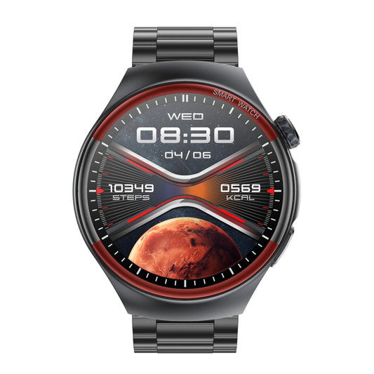 T82 1.43 inch Round Screen BT Call Smart Watch, Heart Rate / Blood Pressure / Blood Oxygen / Sleep / Blood Sugar / HRV / Metope / SOS, Strap:Stainless Steel Black by buy2fix