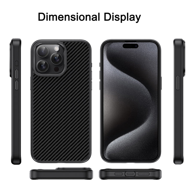 For iPhone 15 Pro Carbon Fiber Textured Oil Spray MagSafe Magnetic Phone Case(Grey) - iPhone 15 Pro Cases by buy2fix | Online Shopping UK | buy2fix