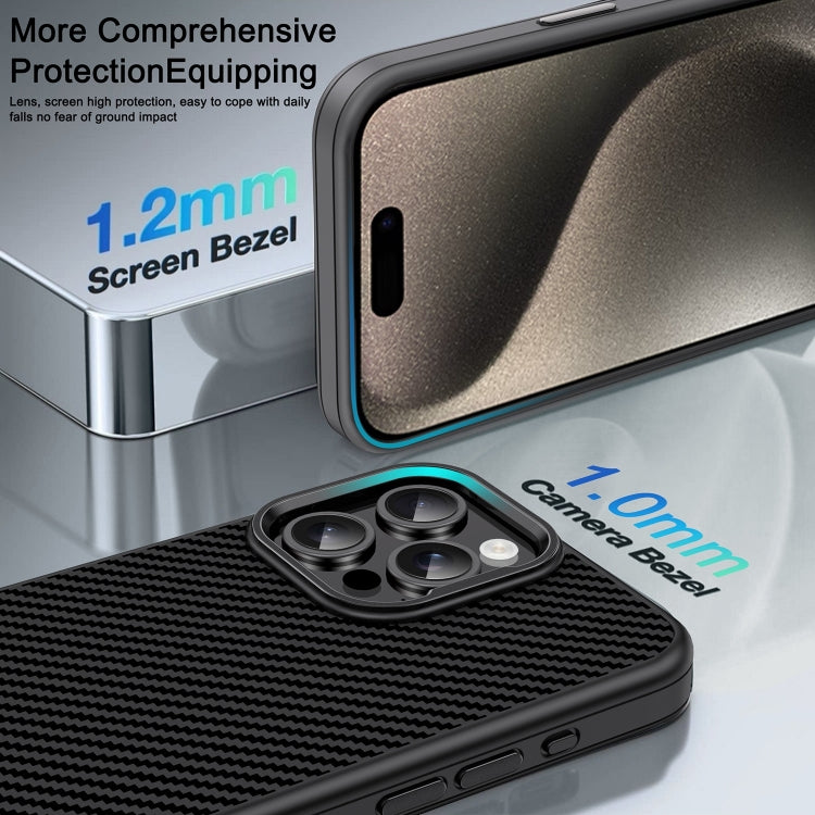 For iPhone 15 Pro Carbon Fiber Textured Oil Spray MagSafe Magnetic Phone Case(Grey) - iPhone 15 Pro Cases by buy2fix | Online Shopping UK | buy2fix