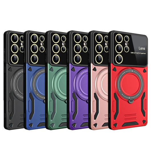 For Samsung Galaxy S25 Ultra 5G Large Window MagSafe Holder Phone Case(Rose Gold) by buy2fix