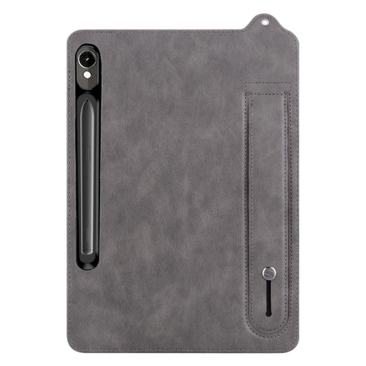 For Samsung Galaxy Tab S10 / S9 / S11 TPU Leather Back Tablet Case with Wristband(Grey) by buy2fix