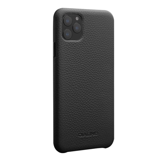 For iPhone 11 Pro Max QIALINO Shockproof Top-grain Leather Protective Case(Black) by QIALINO