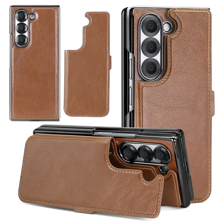 For Samsung Galaxy Z Fold6 VIETAO Integrated RFID MagSafe Detachable PU Phone Case(Brown) - Galaxy Z Fold6 5G Cases by VIETAO | Online Shopping UK | buy2fix
